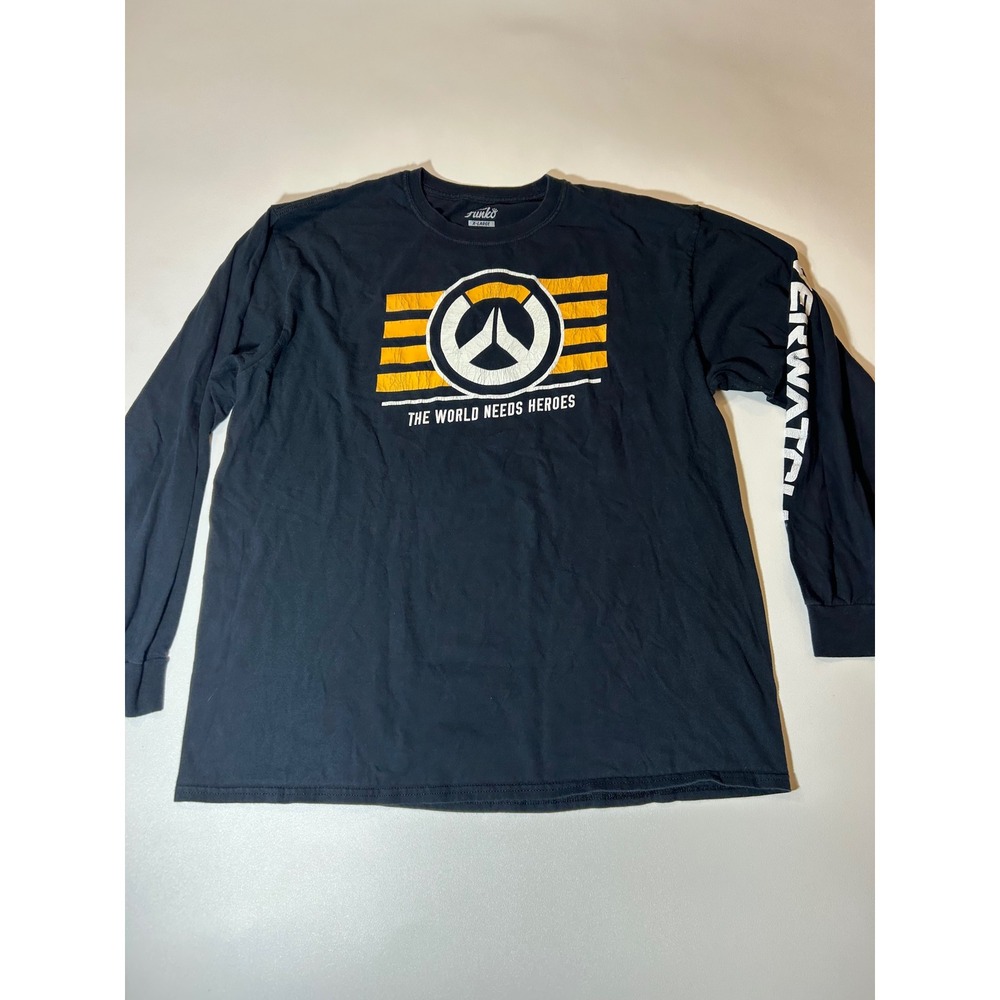 Funko Overwatch Graphic T-Shirt Men's XL Black Long Sleeve World Needs Heroes